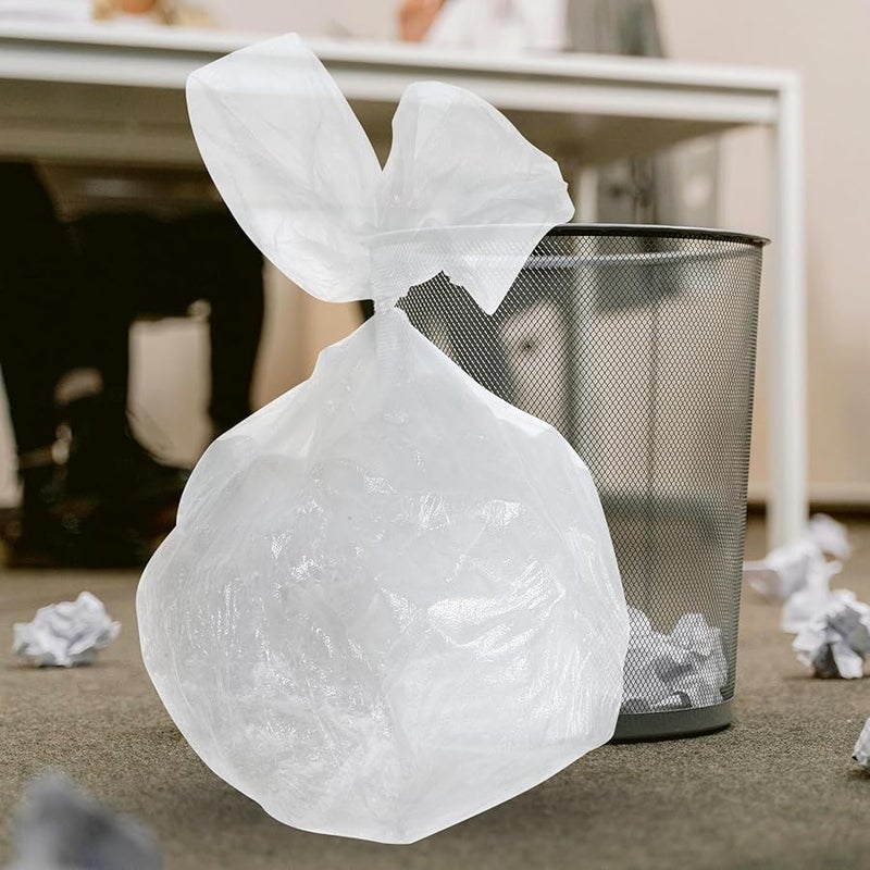 أكياس قمامة بلاستيكية بيضاء سميكة مقاس 45 × 50 بوصة، أكياس قمامة متينة، 150 قطعة، 5 لفات - Image 5